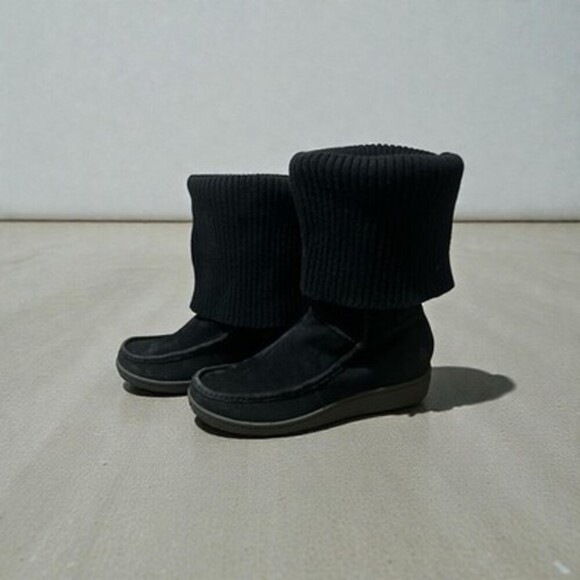 The North Face Boots Winter Tall Sweater Knit Black Suede PrimaLoft Women's 7.5 - Picture 2 of 9